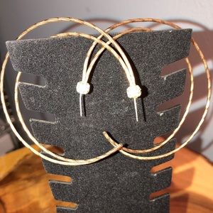 Large Open Hoop Pierced Earrings with Crystal stud